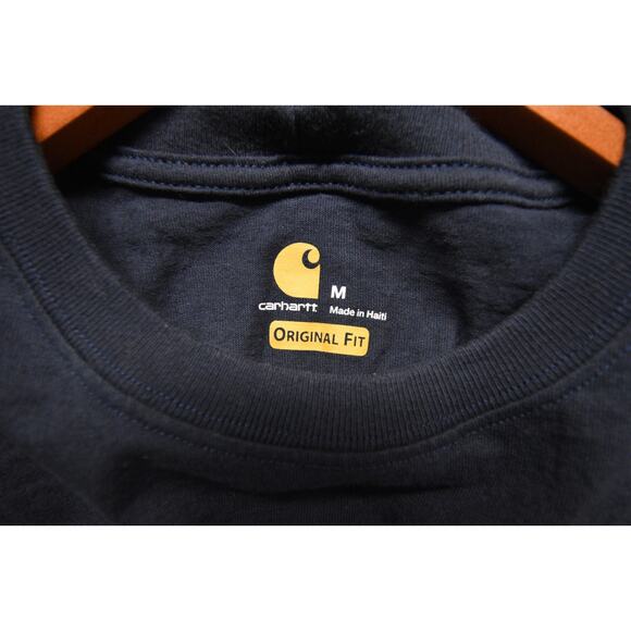Carhartt Men’s Medium Pocket T-Shirt Navy Blue Original Fit Workwear Tee - Picture 2 of 6